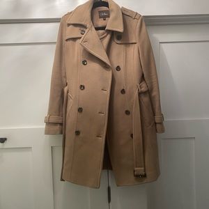Cole Haan size 8 camel colored wool trench coat.